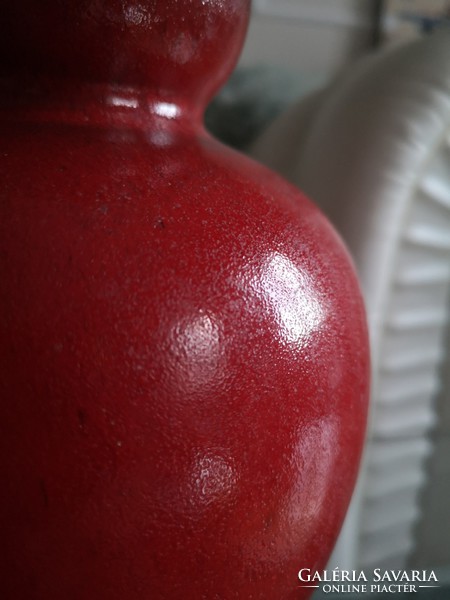 Vörös mázas német retro váza  24 x 15 cn