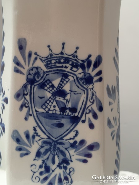 Gazdagon díszített gyönyörű szélmalmos holland porcelán váza