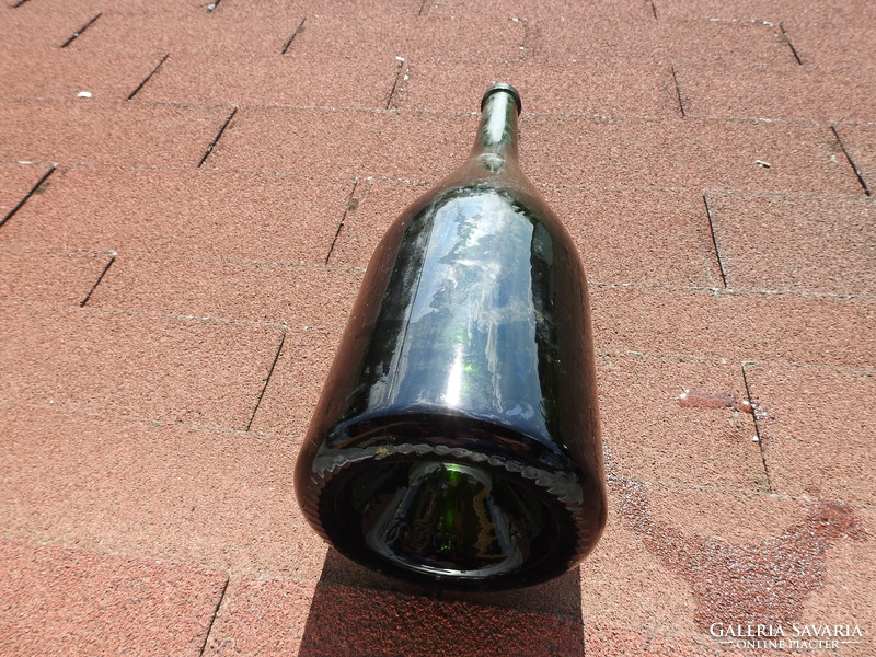 Antik 3 literes zöld boros üveg - borosüveg