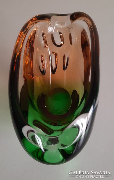 Rare retro ladislav palecek Czech glass bowl, ashtray; skrdlovice glass factory