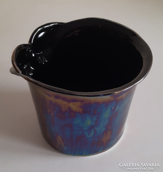 Retro iridescent ceramic pot