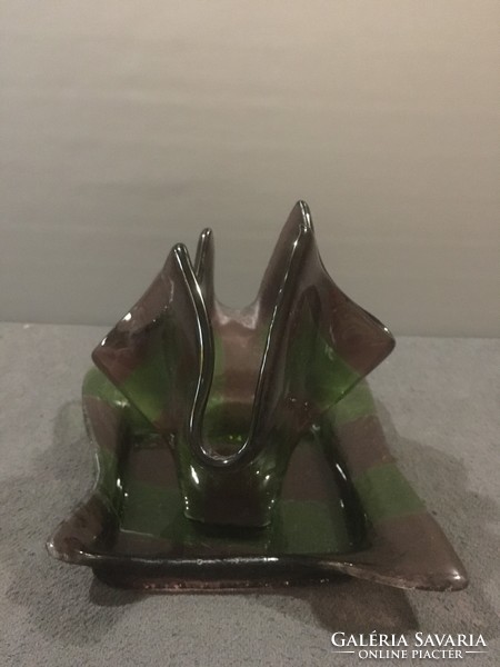 Marked art glass vase with tray !!!!