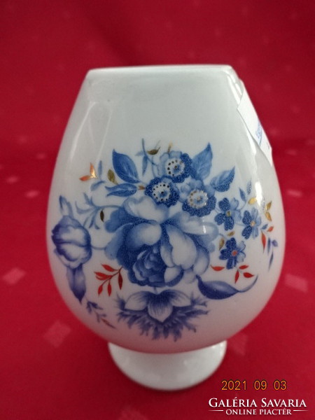 Aquincum porcelán váza, magassága 8,5 cm, kék virágos. Vanneki! Jókai.