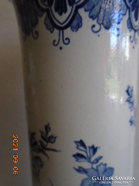 Antique delft hand painting, pewter-glazed vase, due to the early 19th century, the edge of the mouth is uneven