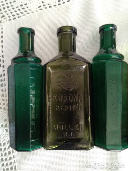 Üveg gyűjtőknek! Lysoform zöld katonai fertőtlenítős és a háziasszonyok kékitője a régmúlból!