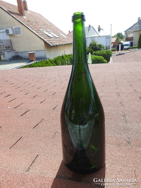 Antik 3 literes zöld boros üveg - borosüveg