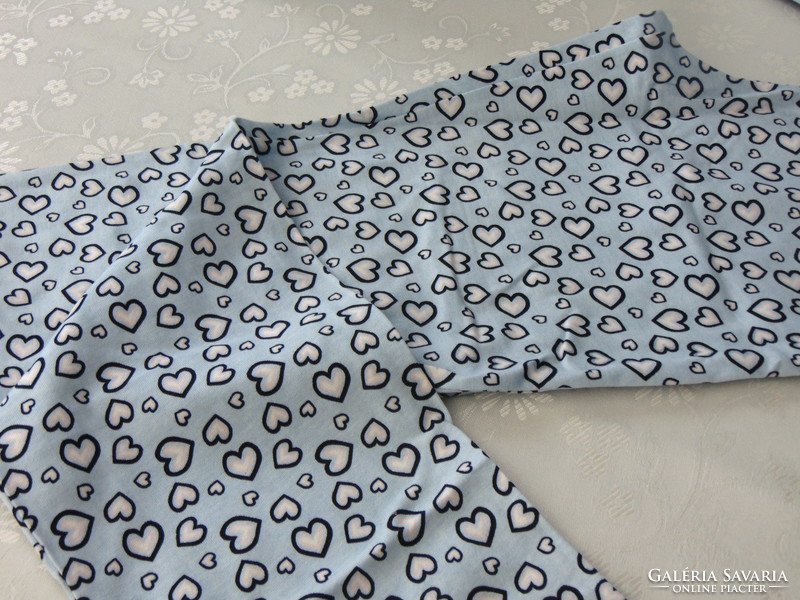 100 % pamut női pizsama S méret kék szivecskés