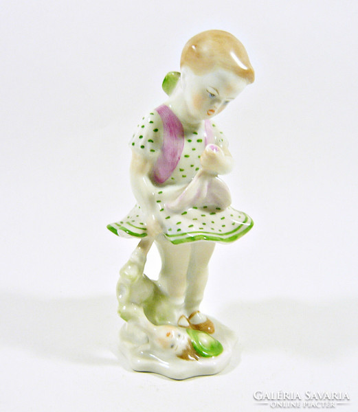 Herend, baby girl little hand-painted porcelain figurine, flawless! (P121)