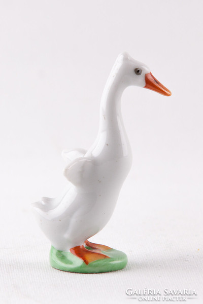 Herend white goose bird miniature hand painted porcelain figurine, flawless! (P040)
