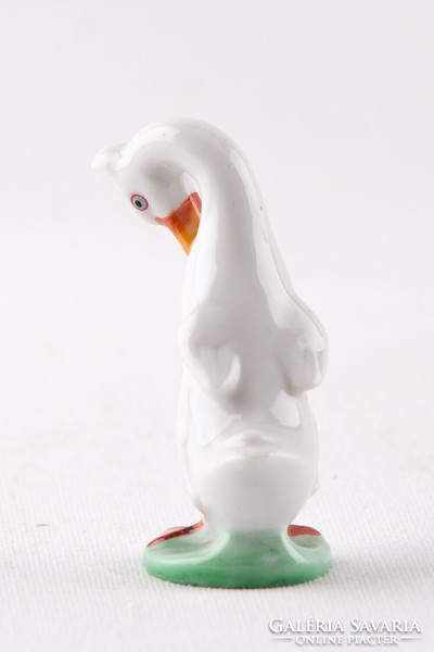 Herend white goose bird miniature hand painted porcelain figurine, flawless! (P039)