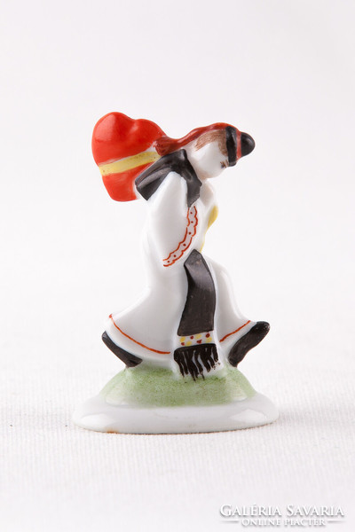Herend, boy with heart-shaped bun 1946 miniature hand-painted porcelain figurine, flawless! (P160)