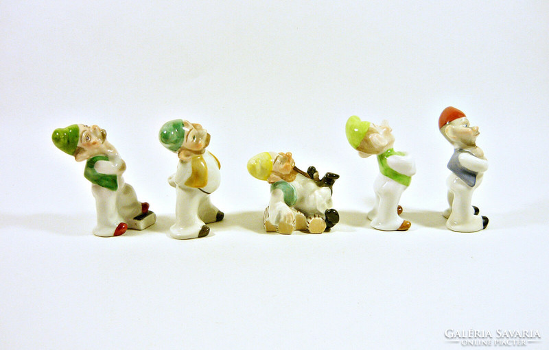 Herend, snow-white disney 5 hand-painted porcelain dwarf figures, flawless! (P061)