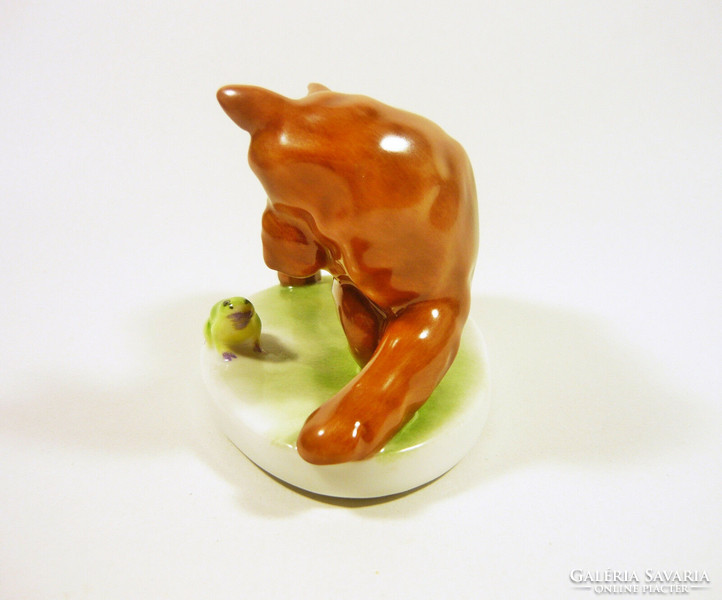 HERENDI, TERRIER KUTYA BÉKÁVAL 11.2 CM KÉZZEL FESTETT PORCELÁN FIGURA, HIBÁTLAN! (P152)