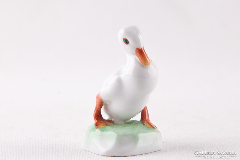 Herend white duck bird miniature hand painted porcelain figurine, flawless! (P037)