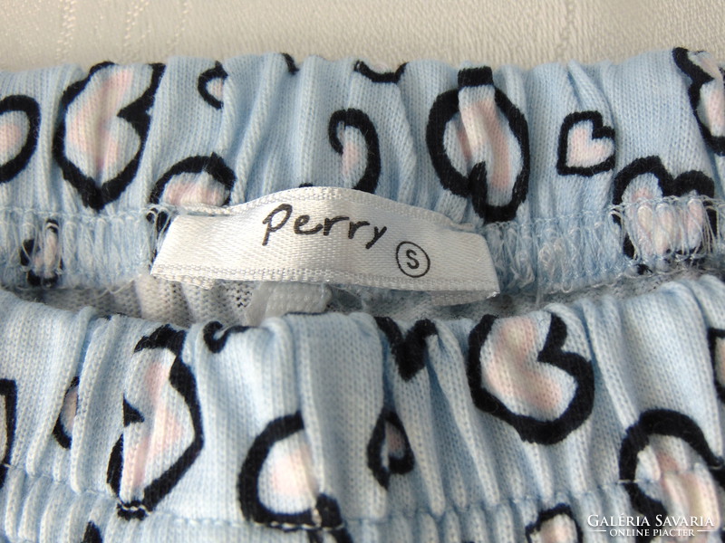 100 % pamut női pizsama S méret kék szivecskés
