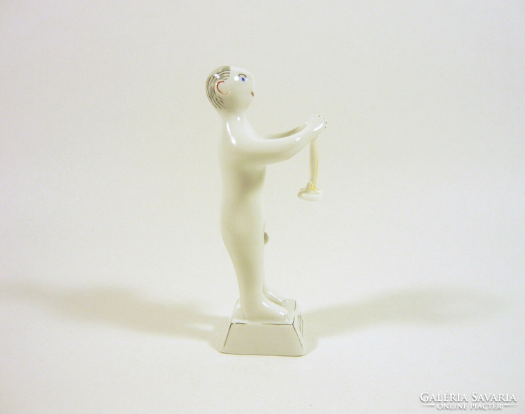 HERENDI, ART DECO MÉRLEG ZODIÁKUS KÉZZEL FESTETT PORCELÁN FIGURA, HIBÁTLAN! (P103)