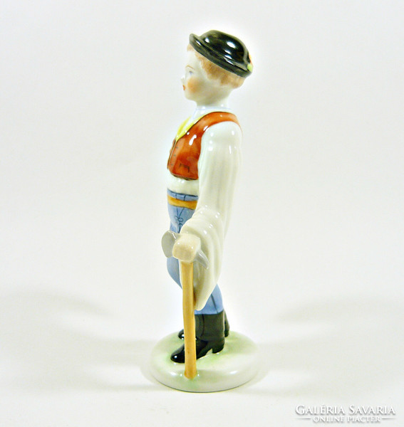 HERENDI, VÁNDOR FIÚ FEJSZÉVEL KÉZZEL FESTETT PORCELÁN FIGURA, HIBÁTLAN! (P066)