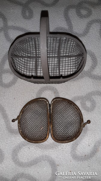 Metal luck wallet and wicker metal basket