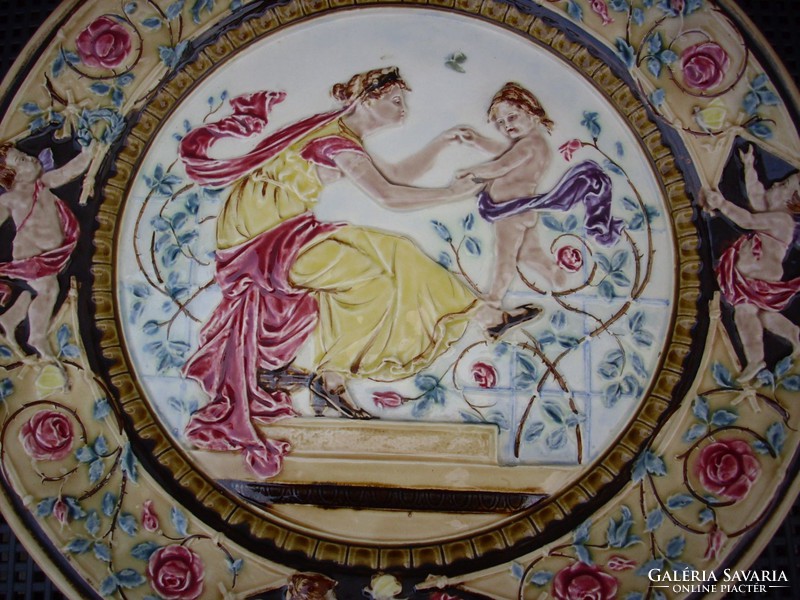Antique putto decorative plate 35cm xix. Century
