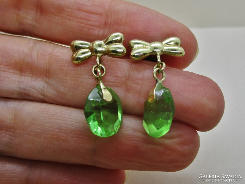 Szép régi arany fülbevaló csodálatos smaragdzöld ékszerkövekkel akció!