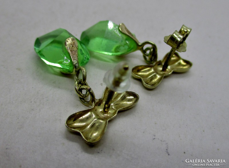 Szép régi arany fülbevaló csodálatos smaragdzöld ékszerkövekkel akció!