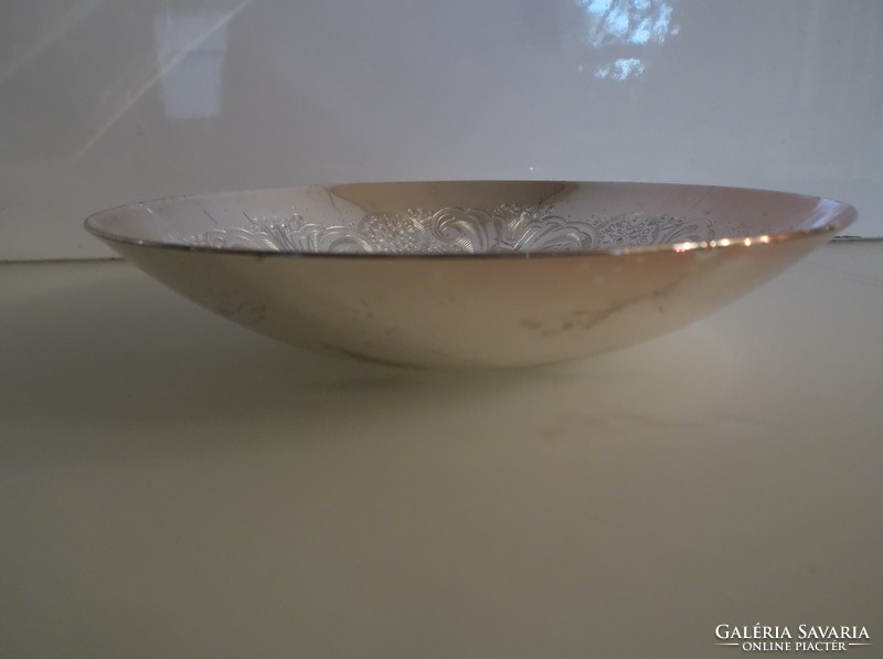 Bowl - silver plated - engraved - thick - 15 x 3 cm - German - flawless