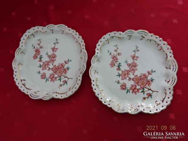 Aquincum porcelain centerpiece, cherry blossom, pierced edge. Its size is 17 x 16 x 2 cm. He has!