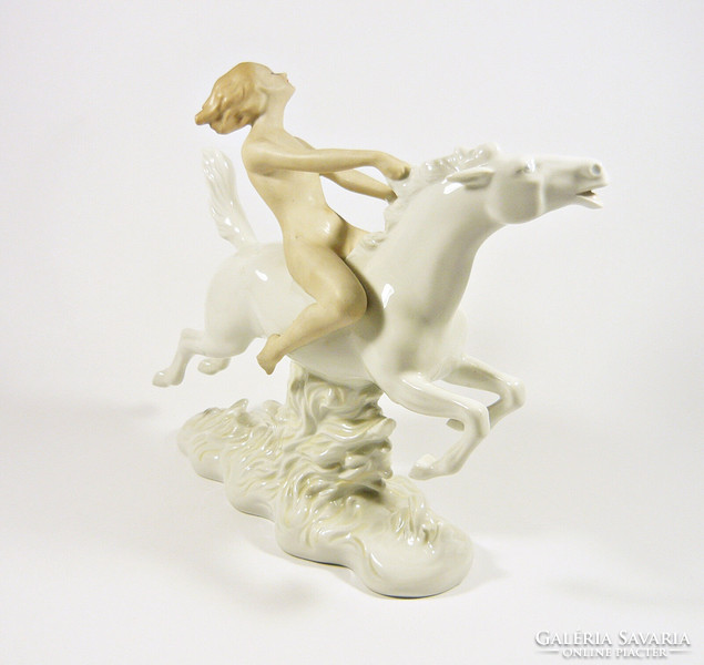 Wallendorf, a charming naked lady on horseback with a hand-painted porcelain figurine, flawless! (P206)