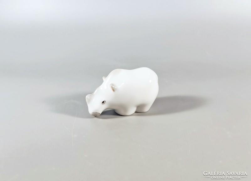 Herend, white rhino, miniature figure, 6 cm. Flawless! (I034)
