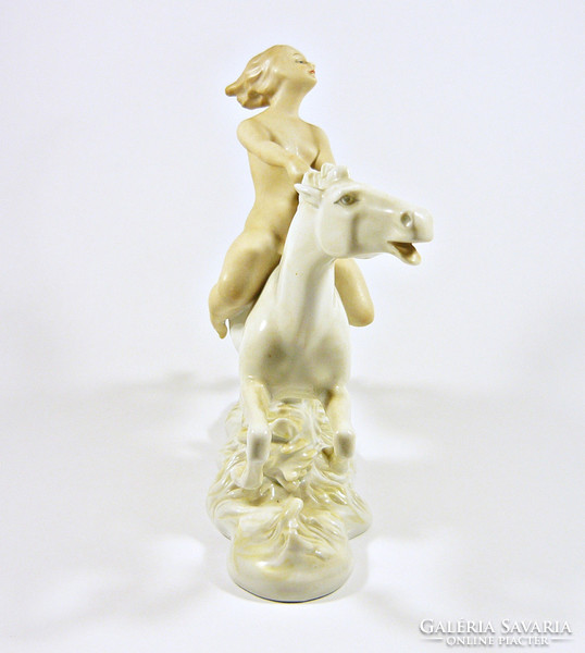 Wallendorf, a charming naked lady on horseback with a hand-painted porcelain figurine, flawless! (P205)