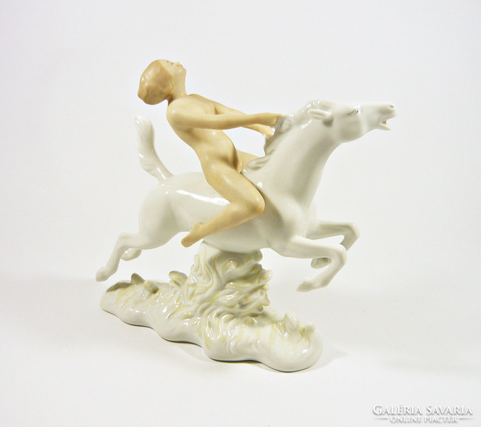 Wallendorf, a charming naked lady on horseback with a hand-painted porcelain figurine, flawless! (P204)