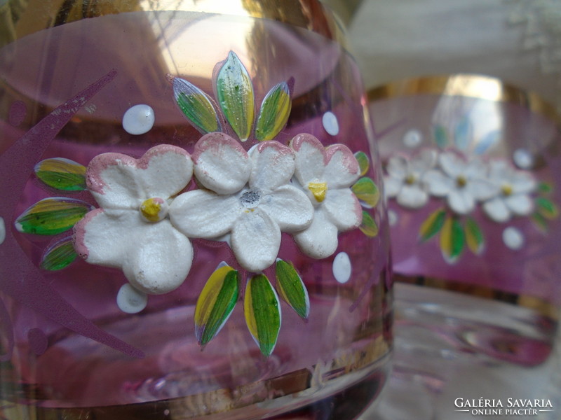 2 pcs. Antique, floral, stemmed glass.