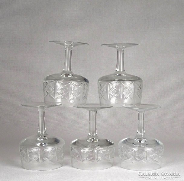 1G026 old polished liqueur glass set 5 pieces
