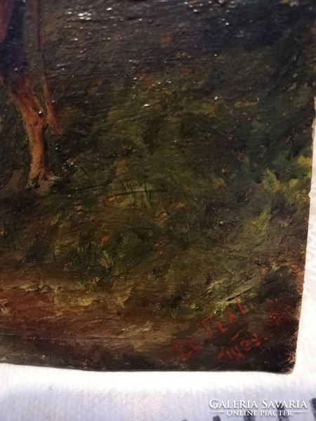 1939, dark toned oil painting in a new frame (km. 30 X 35)