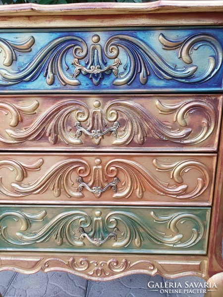 4 Drawer individually painted baroque chest of drawers