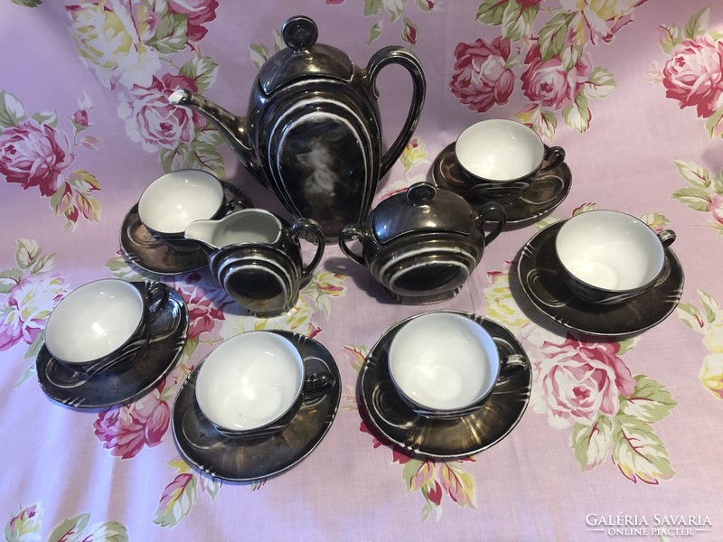Shabby vintage silver plated porcelain knitting set