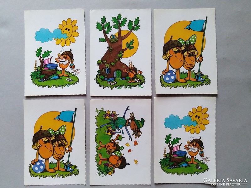 6pcs cape acorn marci postcard, 1980s