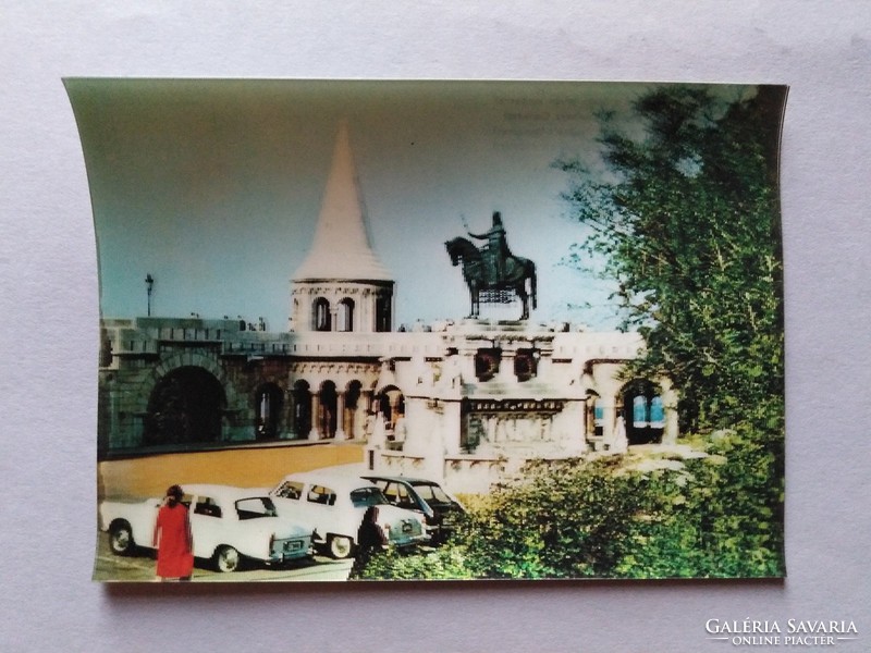 Retró 'dimenziós' képeslap, Halászbástya, 1980-as évek postatiszta