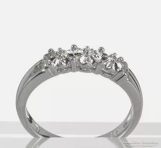 Diamond gemstone sterling silver ring 925 / - new