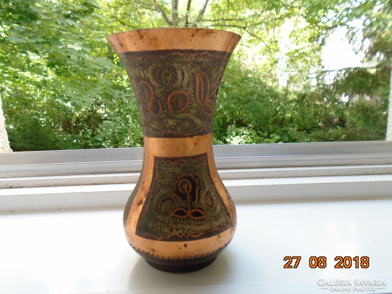 Antique chiselled red copper Turkish vase