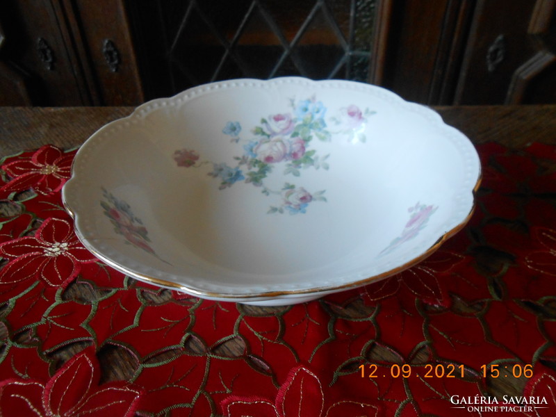 Antique zsolnay rose patterned, beaded garnished bowl