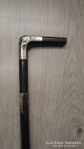 Ebony walking stick with silver handle, 1940s