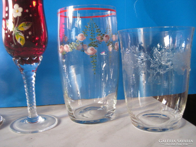 6 különböző szoliter extra szép üveg pohár !