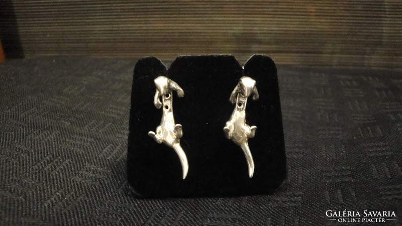 Silver ferret earrings