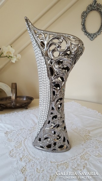 Beautiful, openwork, chrome vase 46cm