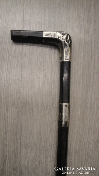 Ebony walking stick with silver handle, 1940s