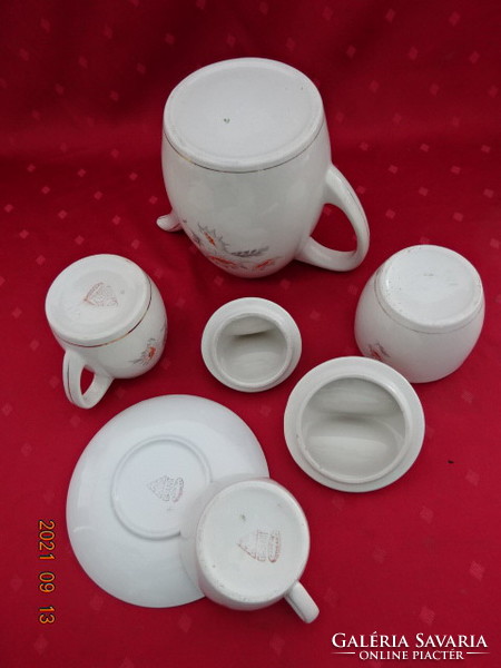 Granite porcelain tea set, antique, for three. He has! Jokai