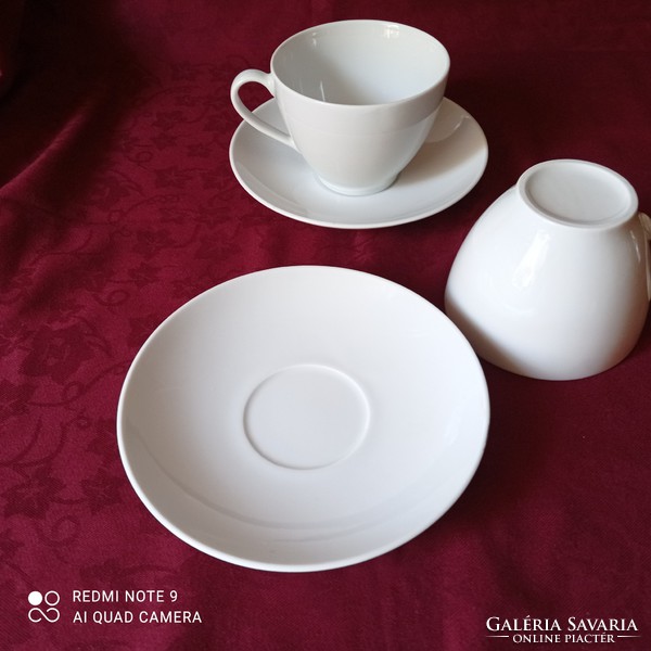 2 white porcelain tea / long coffee cups with plate, ikeá