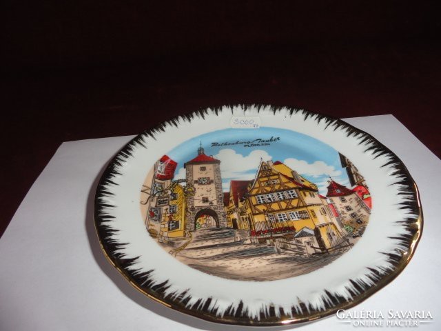 Kleiber Bavarian German porcelain wall plate. Rothenburg view with gold border. He has!