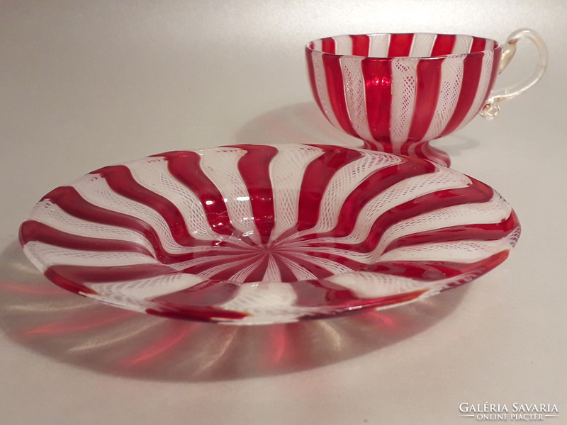 Antique Murano glass cup + saucer is an absolutely rare collector